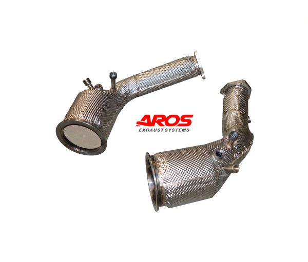 Coppia downpipe con catalizzattori e coibentazione